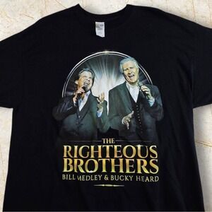 Vintage 2000s The Righteous Brothers Shirt Black Size XL Music Duo Tour Concert